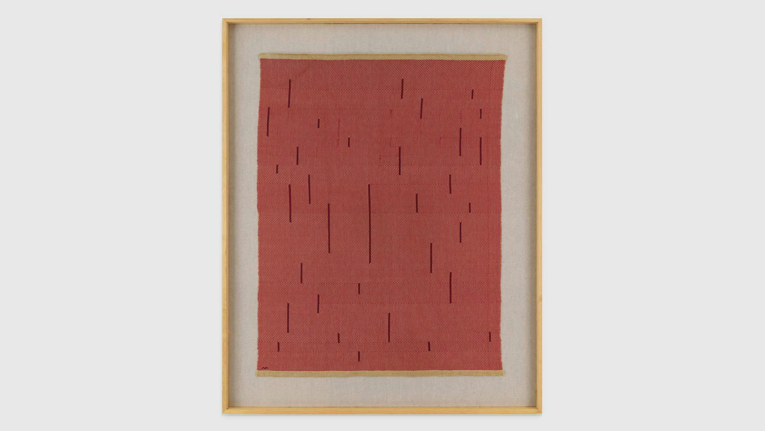 A cotton and linen weaving by Anni Albers, titled With Verticals, dated 1946.